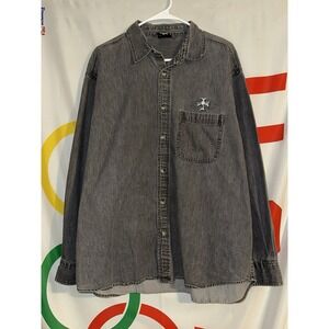 Vintage American Biker Button Up Shirt 2XL Loyal To None Motorcycles Pirate 90s